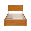Portland Full Wood Platform Bed with Footboard and Drawers in Light Toffee