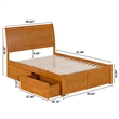Portland Full Wood Platform Bed with Footboard and Drawers in Light Toffee