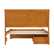 Portland Full Wood Platform Bed with Footboard and Drawers in Light Toffee