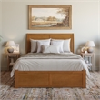 Portland Queen Wood Platform Bed with Footboard and TXL Trundle in Light Toffee