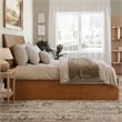 Portland Queen Wood Platform Bed with Footboard and TXL Trundle in Light Toffee