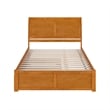 Portland Queen Wood Platform Bed with Footboard and TXL Trundle in Light Toffee