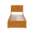 Portland Queen Wood Platform Bed with Footboard and Drawers in Light Toffee