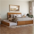 Portland King Wood Platform Bed with Footboard and TXL Trundle in Light Toffee