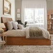 Portland King Wood Platform Bed with Footboard and TXL Trundle in Light Toffee