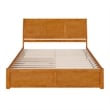 Portland King Wood Platform Bed with Footboard and TXL Trundle in Light Toffee