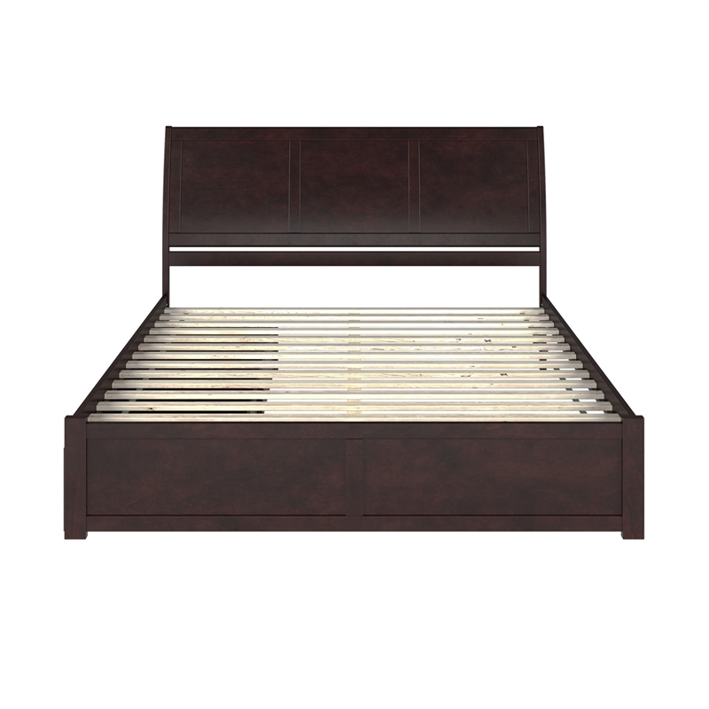 Portland King Wood Platform Bed with Footboard and Storage Drawers in Espresso