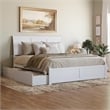 Portland King Wood Platform Bed with Footboard and Storage Drawers in White