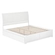 Portland King Wood Platform Bed with Footboard and Storage Drawers in White