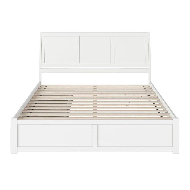 Portland King Wood Platform Bed with Footboard and Storage Drawers in White