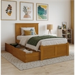 Nantucket Twin Wood Platform Bed with Footboard and Drawers in Light Toffee