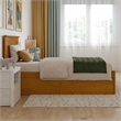 Nantucket Twin Wood Platform Bed with Footboard and Drawers in Light Toffee
