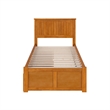 Nantucket Twin Wood Platform Bed with Footboard and Drawers in Light Toffee