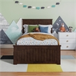 Nantucket Twin Wood Platform Bed with Matching Footboard and Drawers in Walnut