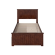 Nantucket Twin Wood Platform Bed with Matching Footboard and Drawers in Walnut