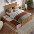 Nantucket Full Wood Platform Bed with Footboard and Full Trundle in Light Toffee