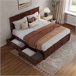 Madison King Wood Platform Bed with Matching Footboard and Drawers in Walnut