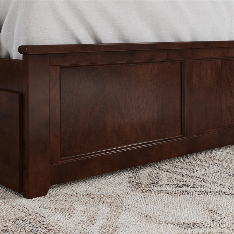 Madison King Wood Platform Bed with Matching Footboard and Drawers in Walnut