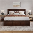 Madison King Wood Platform Bed with Matching Footboard and Drawers in Walnut