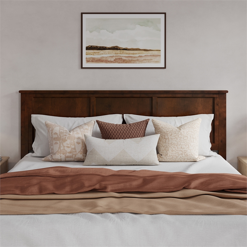 Madison King Wood Platform Bed with Matching Footboard and Drawers in Walnut