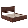 Madison King Wood Platform Bed with Matching Footboard and Drawers in Walnut