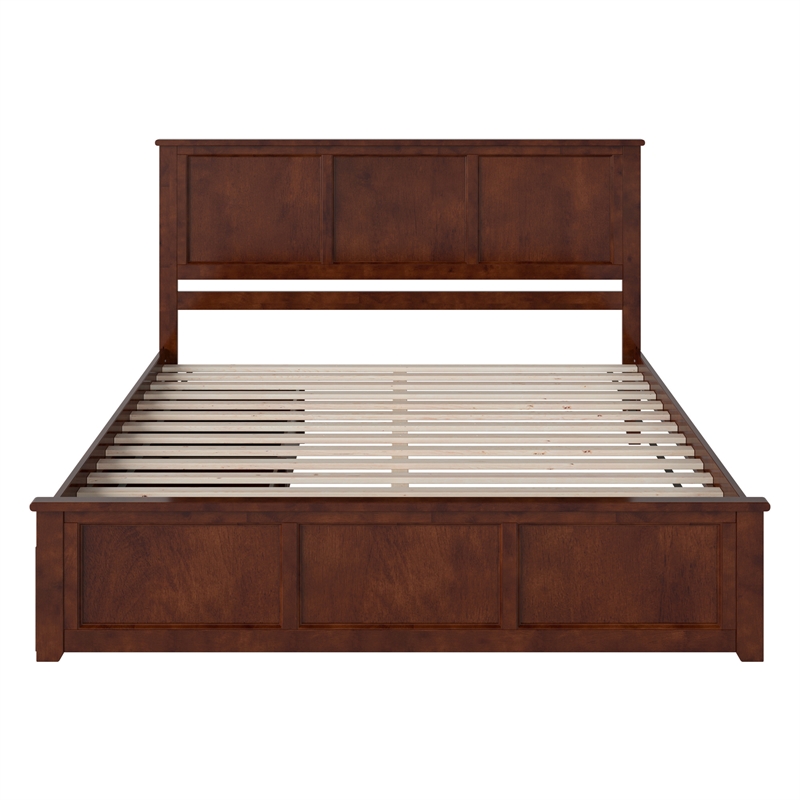 Madison King Wood Platform Bed with Matching Footboard and Drawers in Walnut