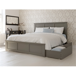 Madison King Platform Bed with Matching Footboard and Storage Drawers in Grey