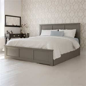 Madison King Platform Bed with Matching Footboard and Storage Drawers in Grey