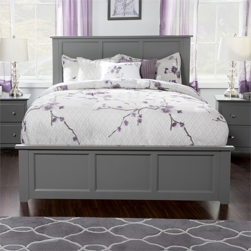 Madison King Platform Bed with Matching Footboard and Storage Drawers in Grey