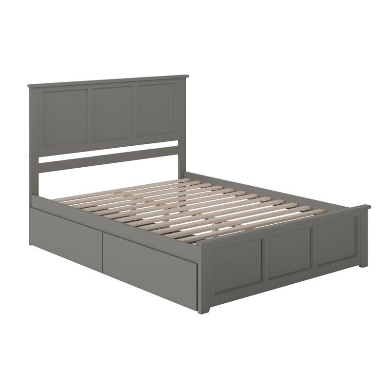 Madison King Platform Bed with Matching Footboard and Storage Drawers in Grey