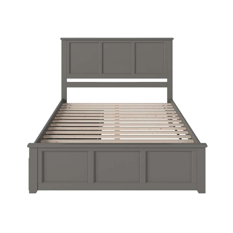 Madison King Platform Bed with Matching Footboard and Storage Drawers in Grey