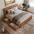 Madison King Platform Bed with Matching Footboard and Drawers in Light Toffee