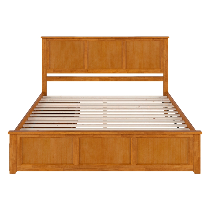 Madison King Platform Bed with Matching Footboard and Drawers in Light Toffee