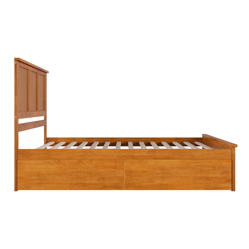 Madison King Platform Bed with Matching Footboard and Drawers in Light Toffee