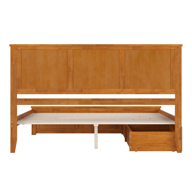 Madison King Platform Bed with Matching Footboard and Drawers in Light Toffee