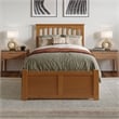 Mission Twin XL Wood Platform Bed with Footboard and TXL Trundle in Light Toffee