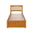 Mission Twin XL Wood Platform Bed with Footboard and TXL Trundle in Light Toffee