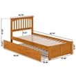 Mission Twin XL Wood Platform Bed with Footboard and TXL Trundle in Light Toffee