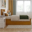 Mission Twin Wood Platform Bed with Footboard & Storage Drawers in Light Toffee