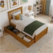 Mission Twin Wood Platform Bed with Footboard & Storage Drawers in Light Toffee