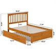 Mission Full Wood Platform Bed with Footboard and Twin Trundle in Light Toffee