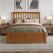 Mission Full Wood Platform Bed with Footboard and Twin Trundle in Light Toffee