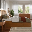 Mission Full Wood Platform Bed with Footboard and Twin Trundle in Light Toffee