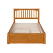 Mission Full Wood Platform Bed with Footboard and Twin Trundle in Light Toffee