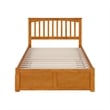 Mission Full Wood Platform Bed with Footboard and Full Trundle in Light Toffee