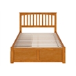 Mission Full Wood Platform Bed with Footboard & Storage Drawers in Light Toffee