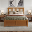Mission Full Wood Platform Bed with Footboard & Storage Drawers in Light Toffee