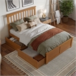 Mission Full Wood Platform Bed with Footboard & Storage Drawers in Light Toffee