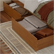 Mission Full Wood Platform Bed with Footboard & Storage Drawers in Light Toffee