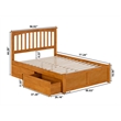 Mission Full Wood Platform Bed with Footboard & Storage Drawers in Light Toffee